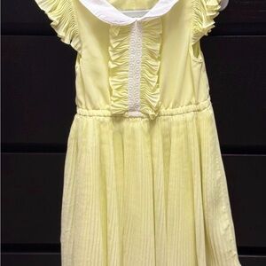 Janie and Jack Pale Yellow Ruffle Front Dress with White Collar